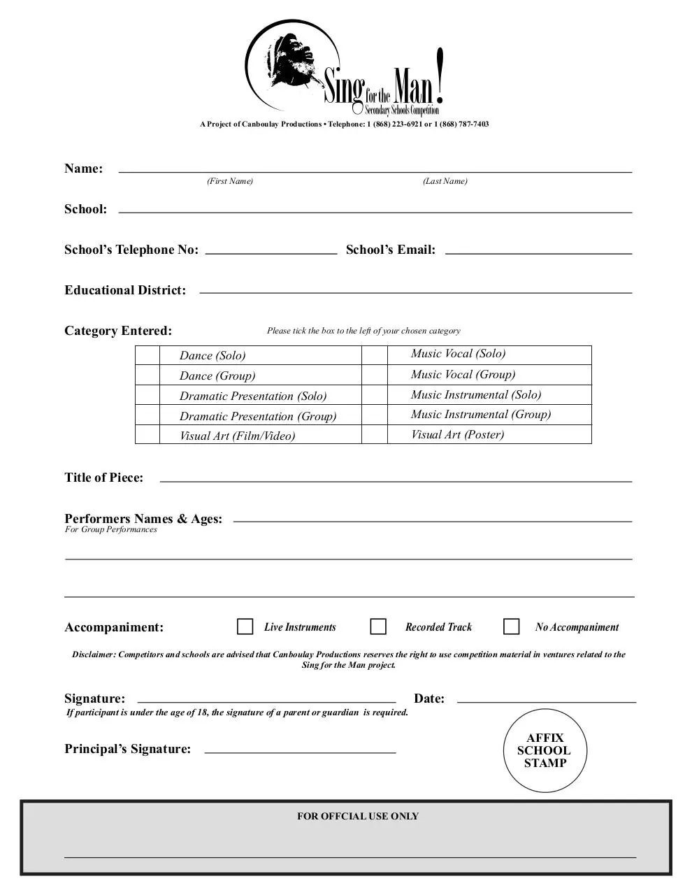 Page 1 of 1, SingForTheManRegistrationForm