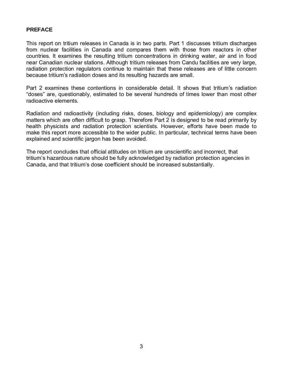 Page 3 of 92, Tritium Hazard Report Pollution and Radiation Risk