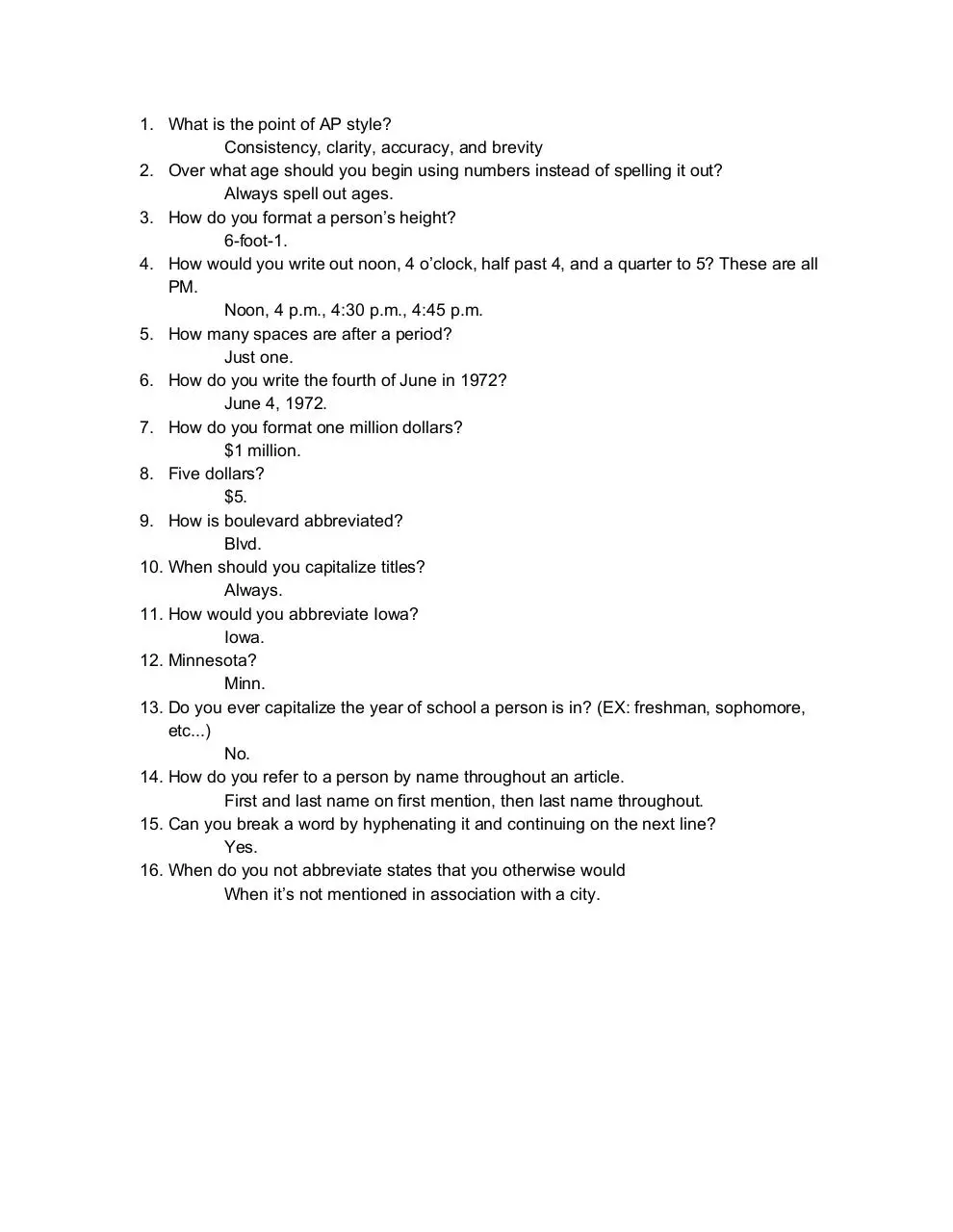 Page 1 of 1, APStyleQuestions