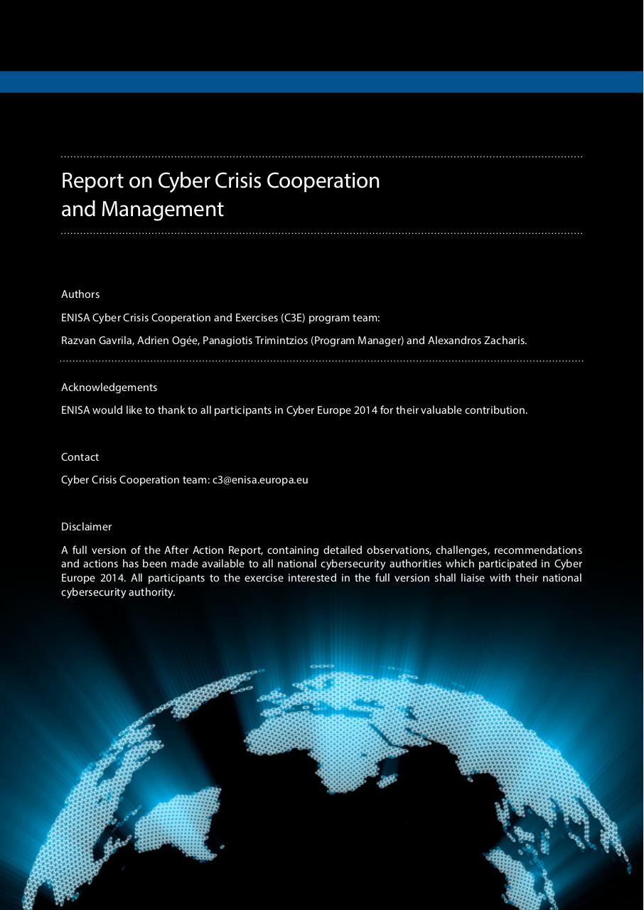 Cyber Europe 2014 After Action Report PUBLIC (6).pdf - page 2/20