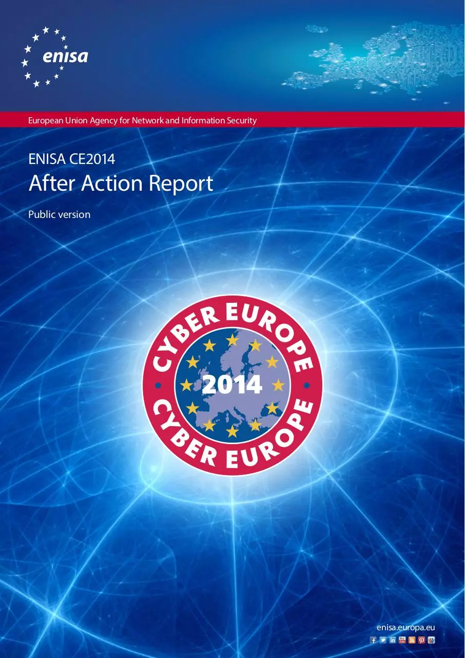 Page 1 of 20, Cyber Europe 2014 After Action Report PUBLIC