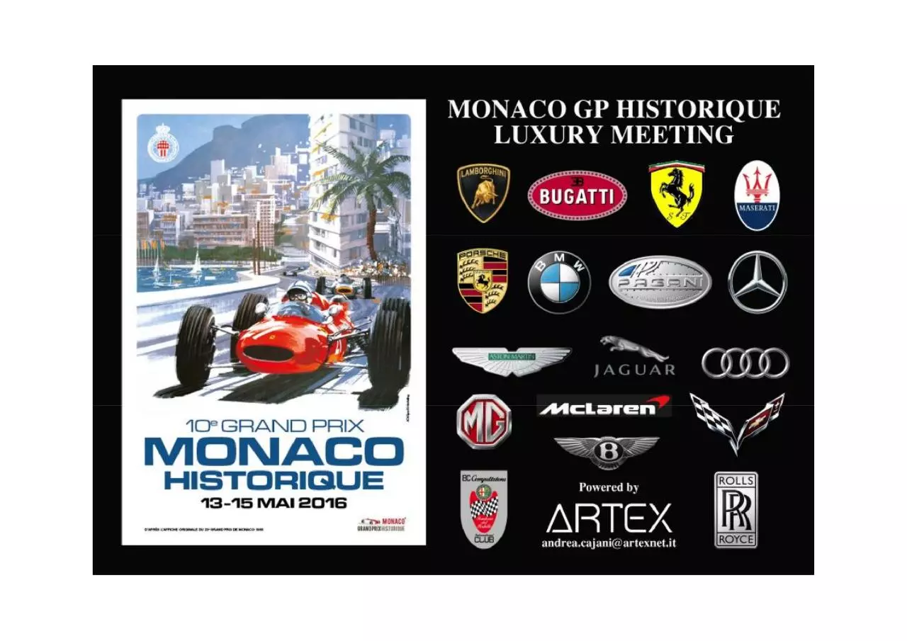 Page 1 of 29, MONACO GP HISTORIQUE LUXURY MEETING