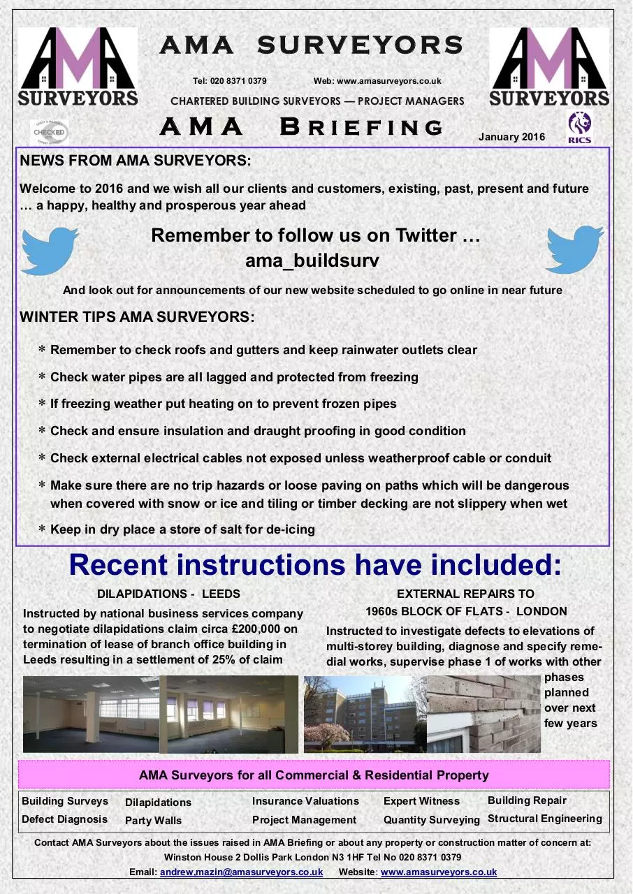 Page 1 of 1, Newsletter Jan 2016