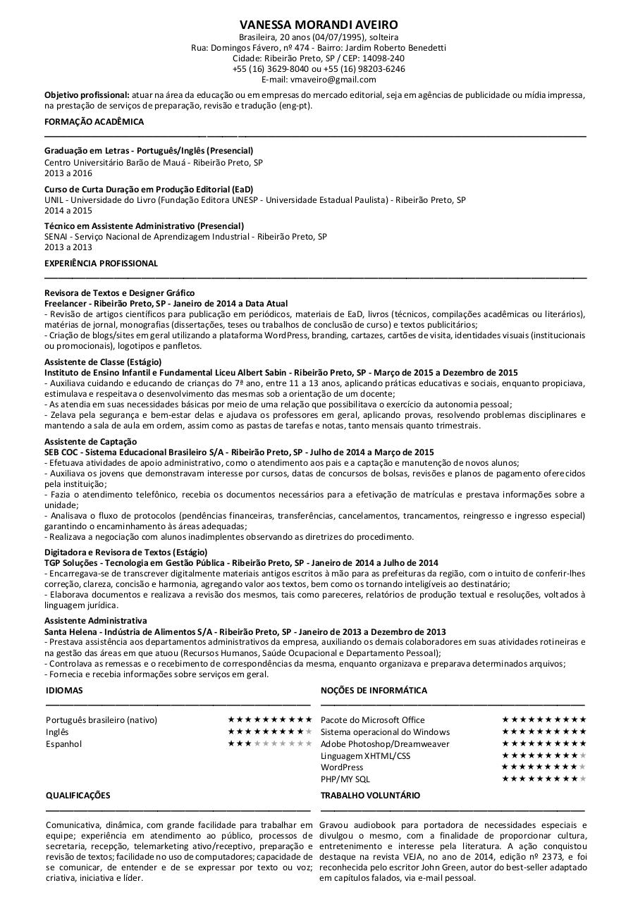 Document preview C.V. - Vanessa Morandi Aveiro.pdf - page 1/1