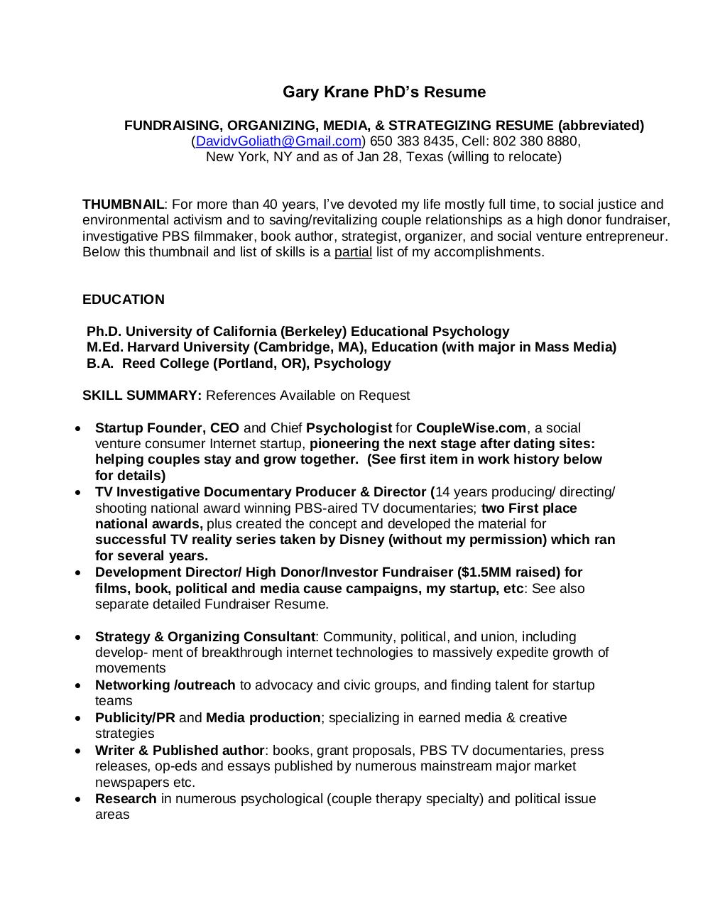 Document preview Gary Krane Resume.pdf - page 1/4