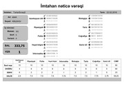 Page 1, mtahan nəticə vərəqi (6 cı sinif)