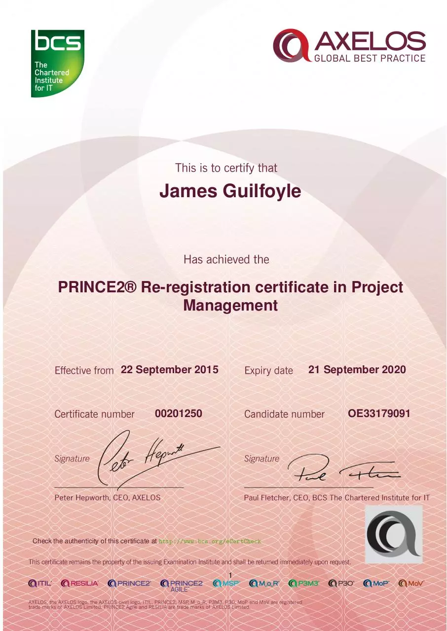 Page 1 of 1, Prince 2 James Guilfoyle