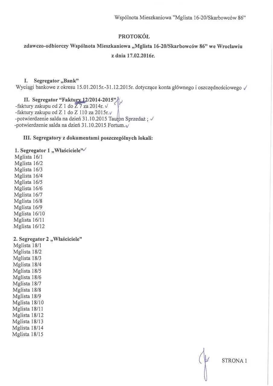 Page 1 of 8, protokóÅ‚ przekazania dokumentacji