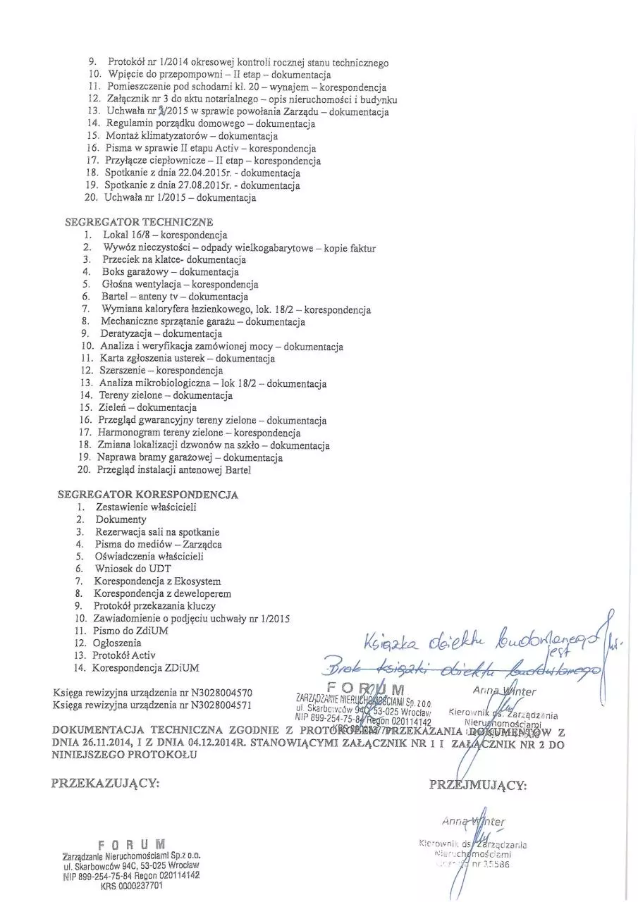 Page 4 of 8, protokóÅ‚ przekazania dokumentacji