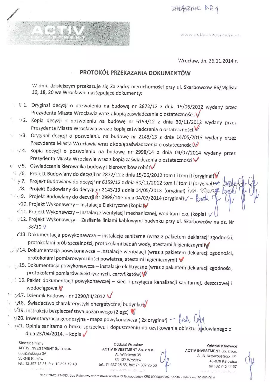 Page 5 of 8, protokóÅ‚ przekazania dokumentacji