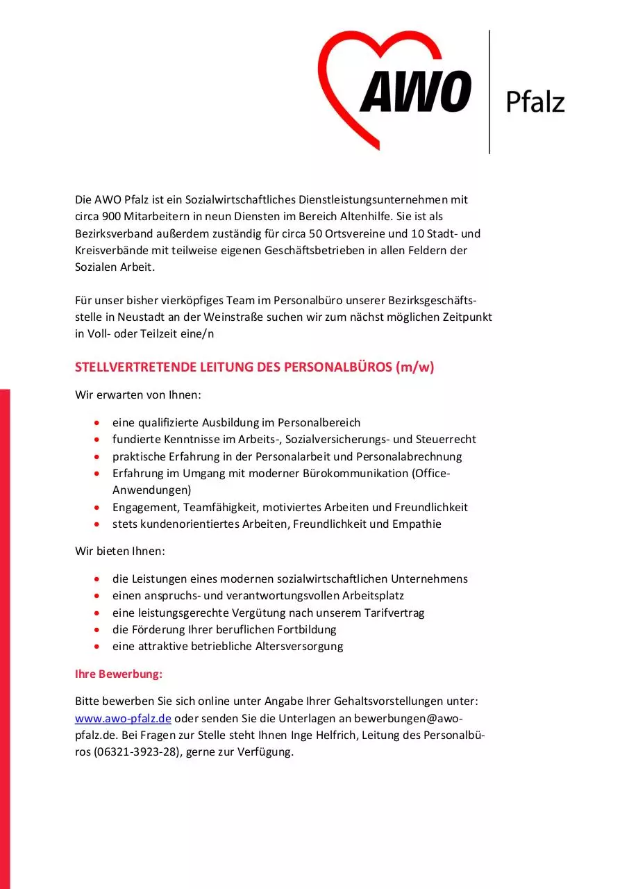 Document preview - stv. Leitung Personalbüro.pdf - Page 1/1