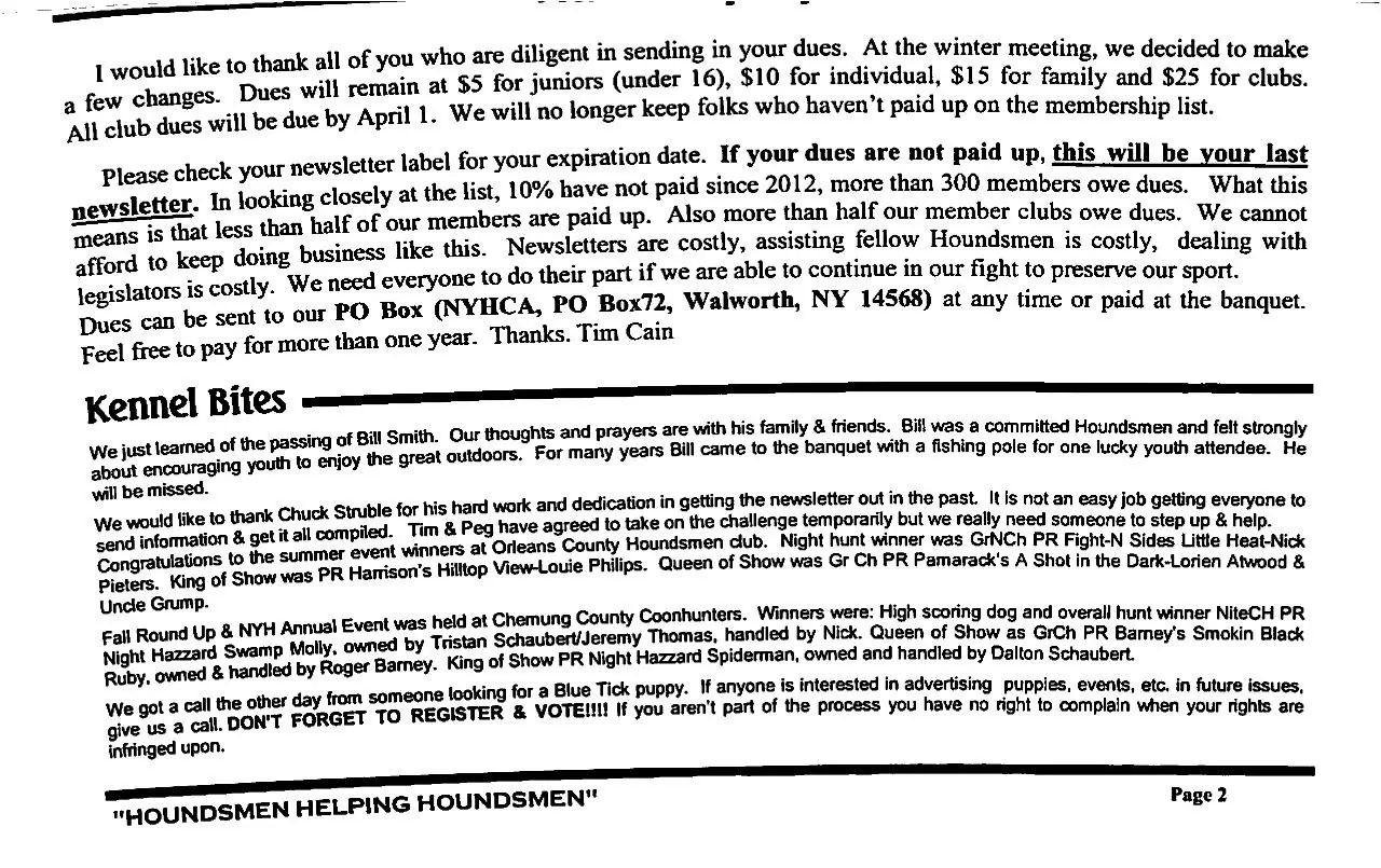 Page 4 of 7, Houndsmen News Letter Winter 16