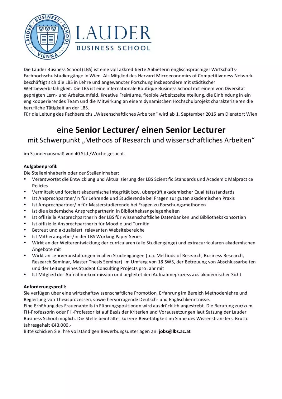 Document preview - LBS_Senior_Lecturer_Ausschreibung.pdf - Page 1/1
