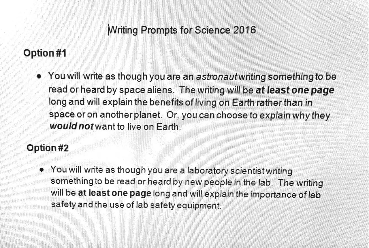 Page 1 of 1, TELPAS writing prompts