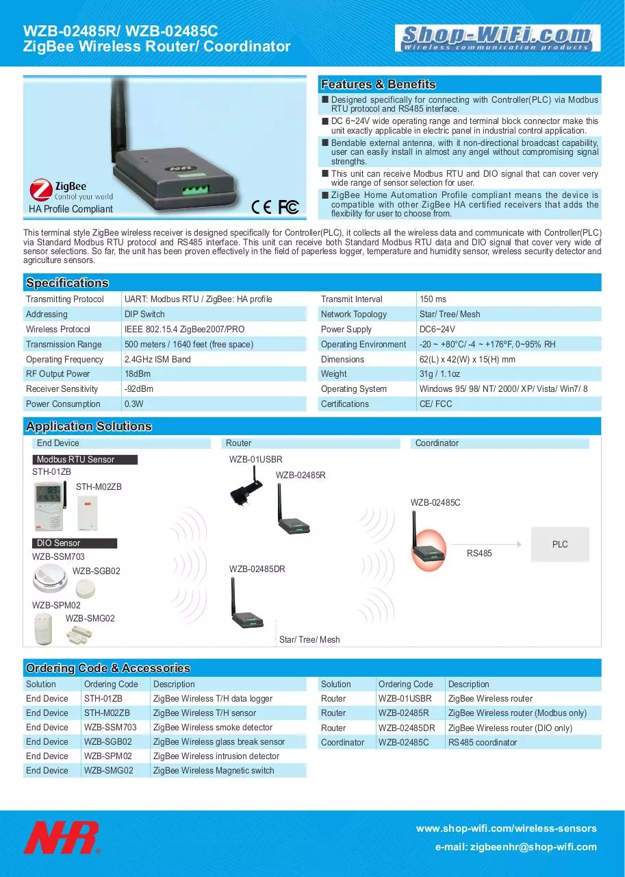 Document preview - WZB-02485_ZigBee_Wireless_Router_Coordinator-NHR-SHOP-WiFi.pdf - Page 1/1