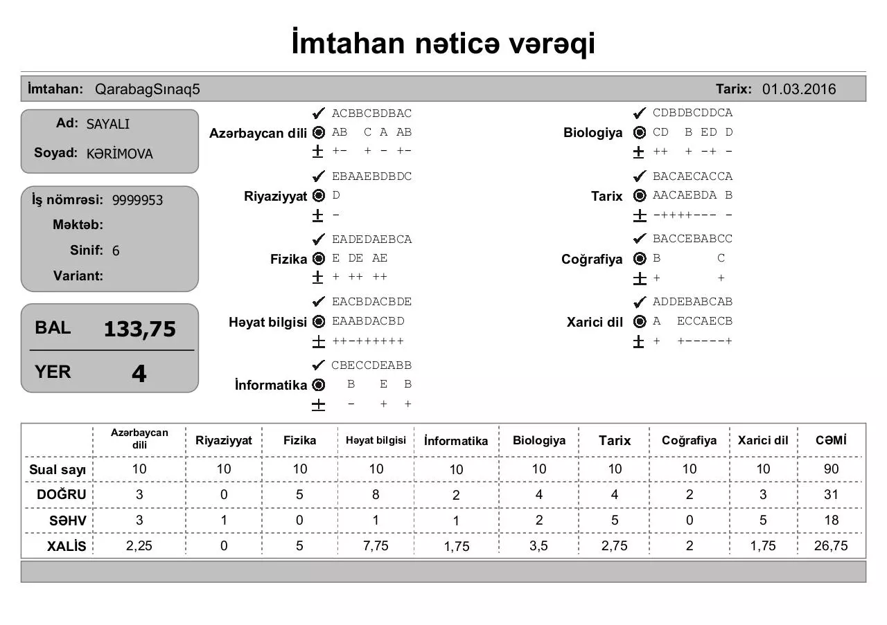 Page 4 of 11, mtahan nəticə vərəqi (6 cı sinif)