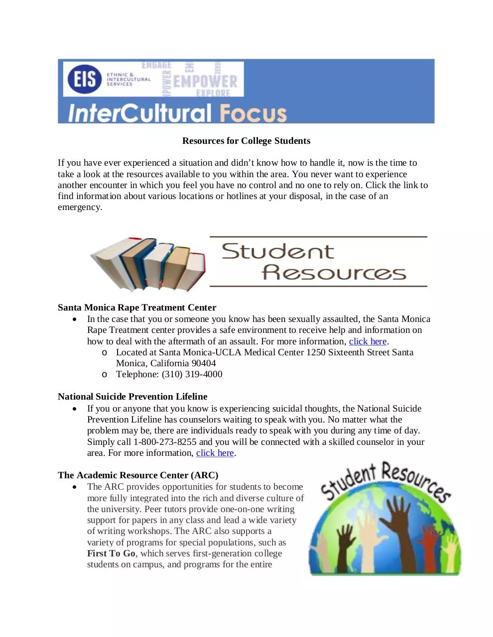 Page 1 of 2, Newsletter Resources for Students