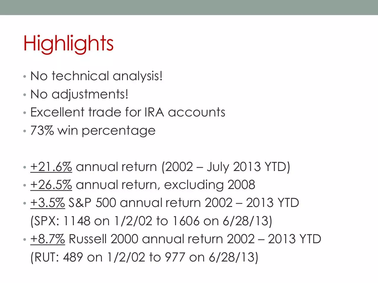 Page 2 of 39, The Bull Trade Summary
