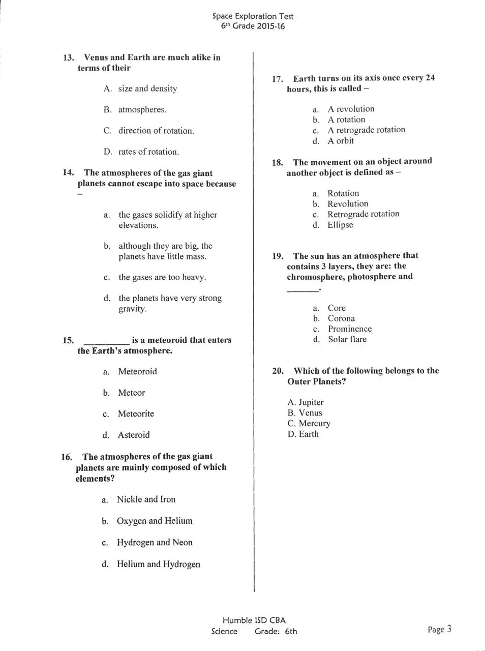 Page 3 of 3, Space exploration test