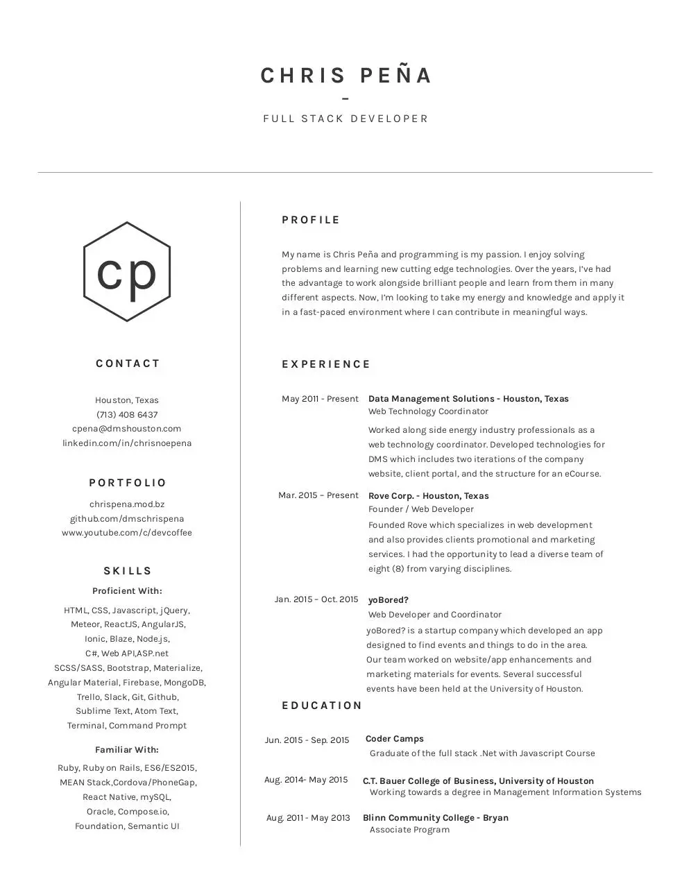 Page 1 of 2, ChrisPenaResume