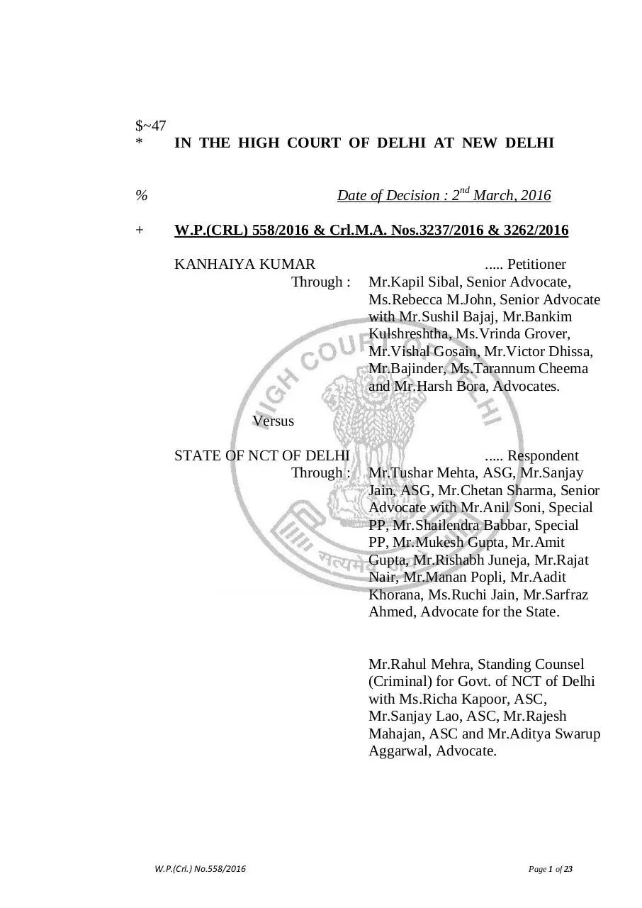 Page 1 of 23, PRA02032016CRLW5582016