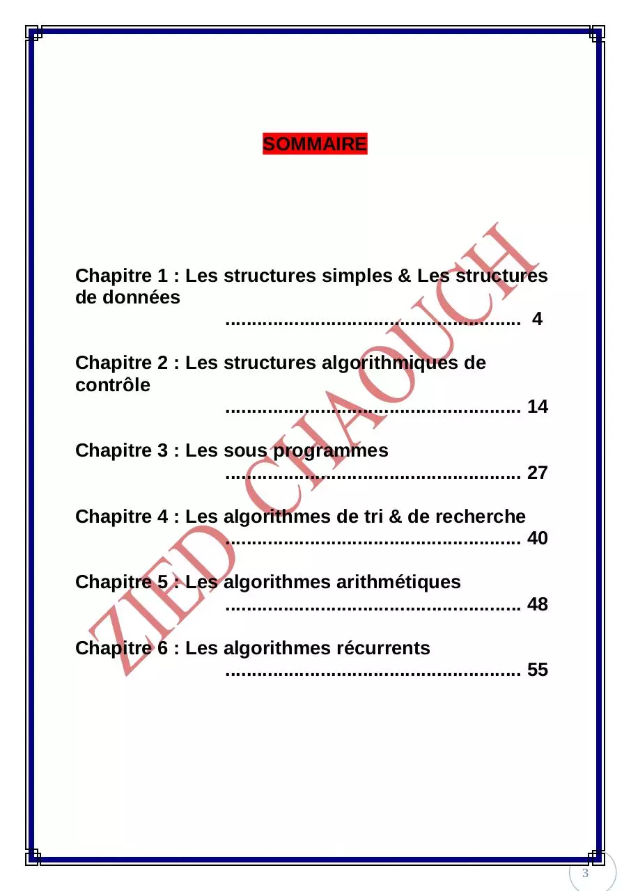 Page 3 of 85, PROGRAMMER AVEC ZAYDOUN T1