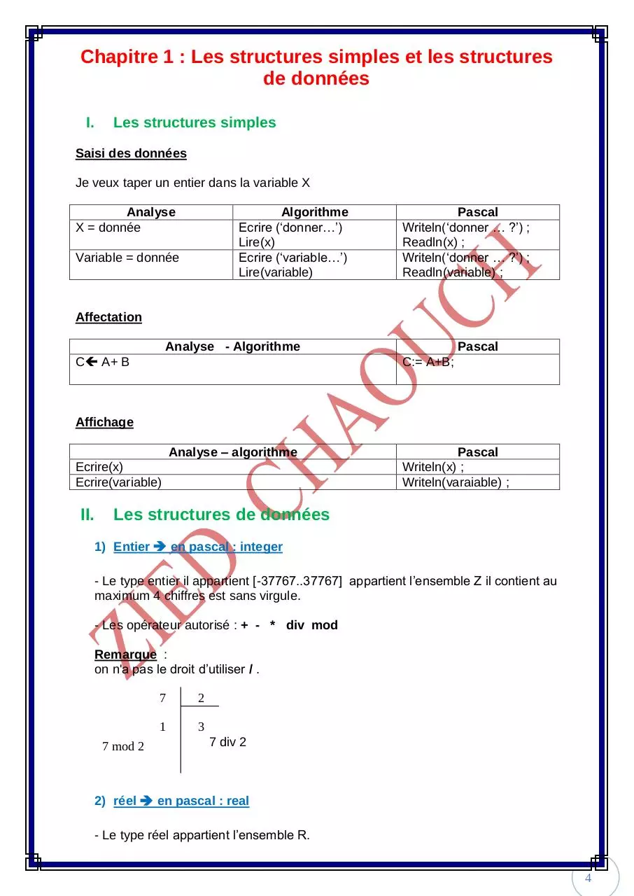 Page 4 of 85, PROGRAMMER AVEC ZAYDOUN T1
