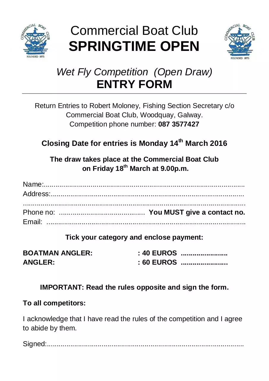 Page 4 of 4, SPRINGTIME OPEN Entry Form 2016