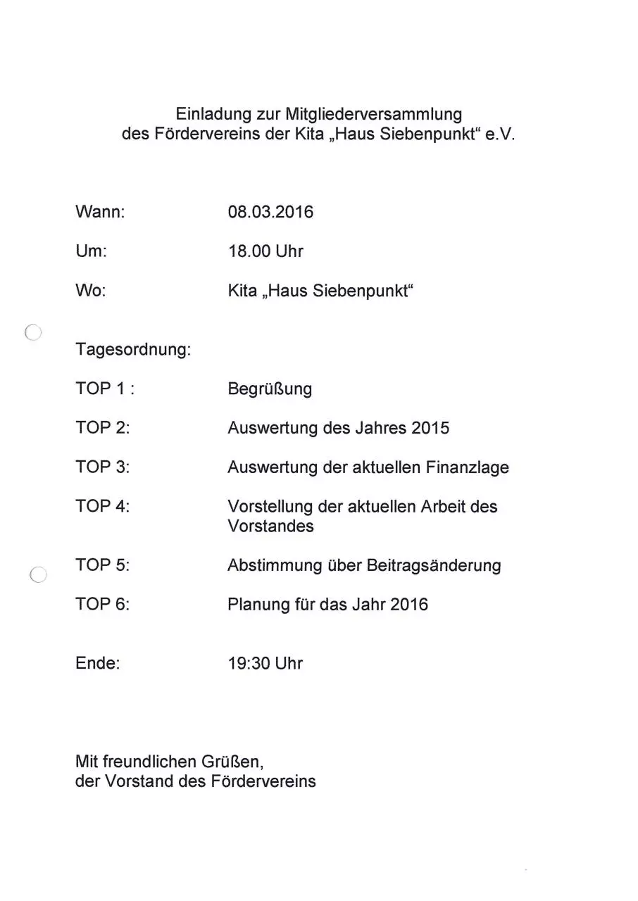 Page 1 of 1, Einladung Mitgliederversammlung Förderverein