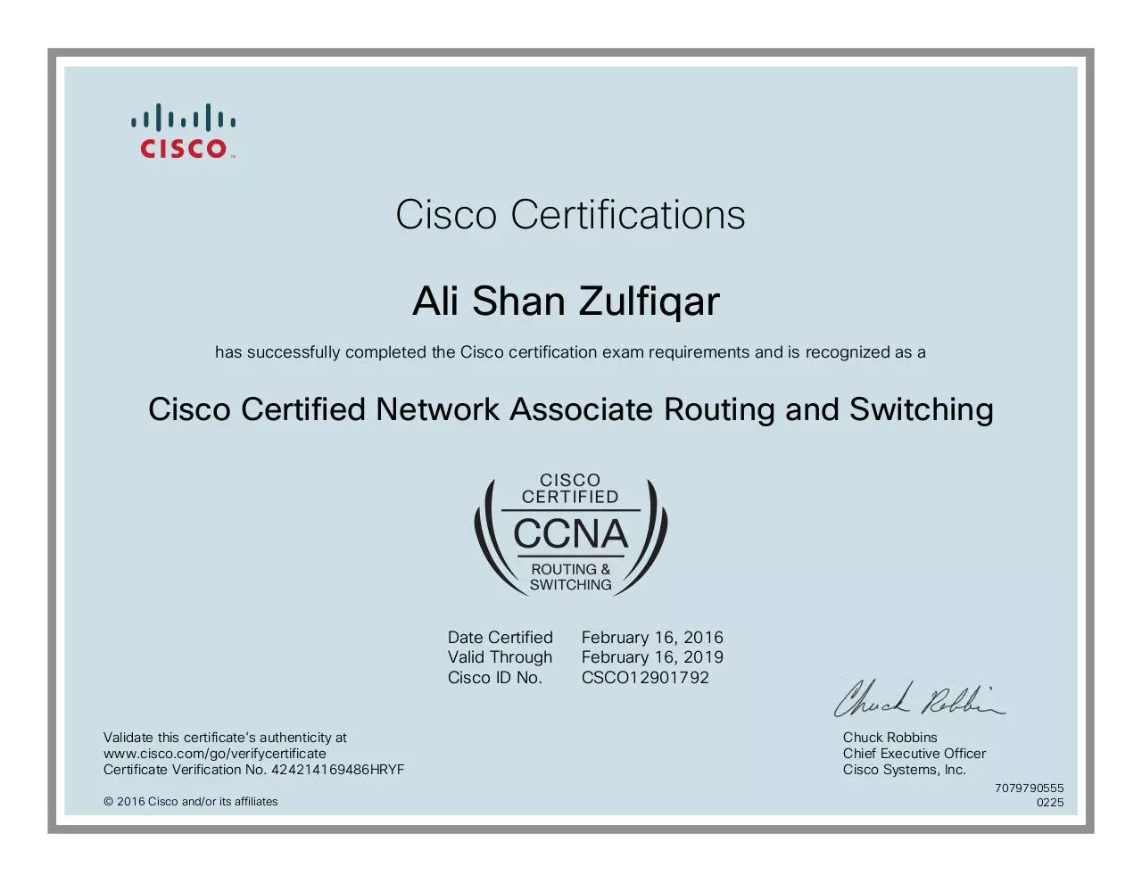 Page 1 of 1, 7079790555 certificate