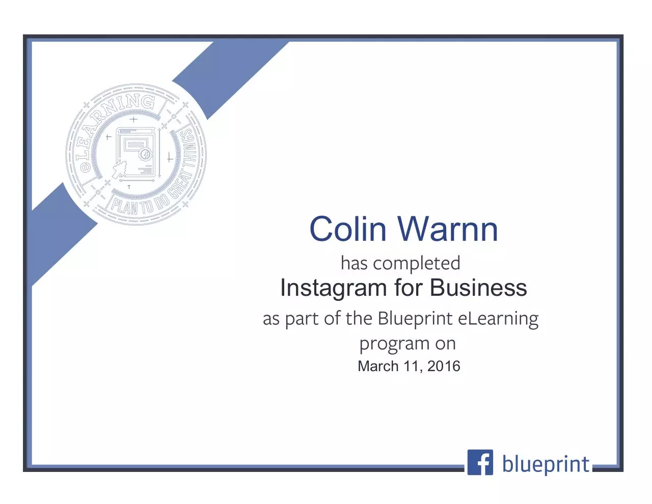 Page 1 of 1, instagram for business certificate