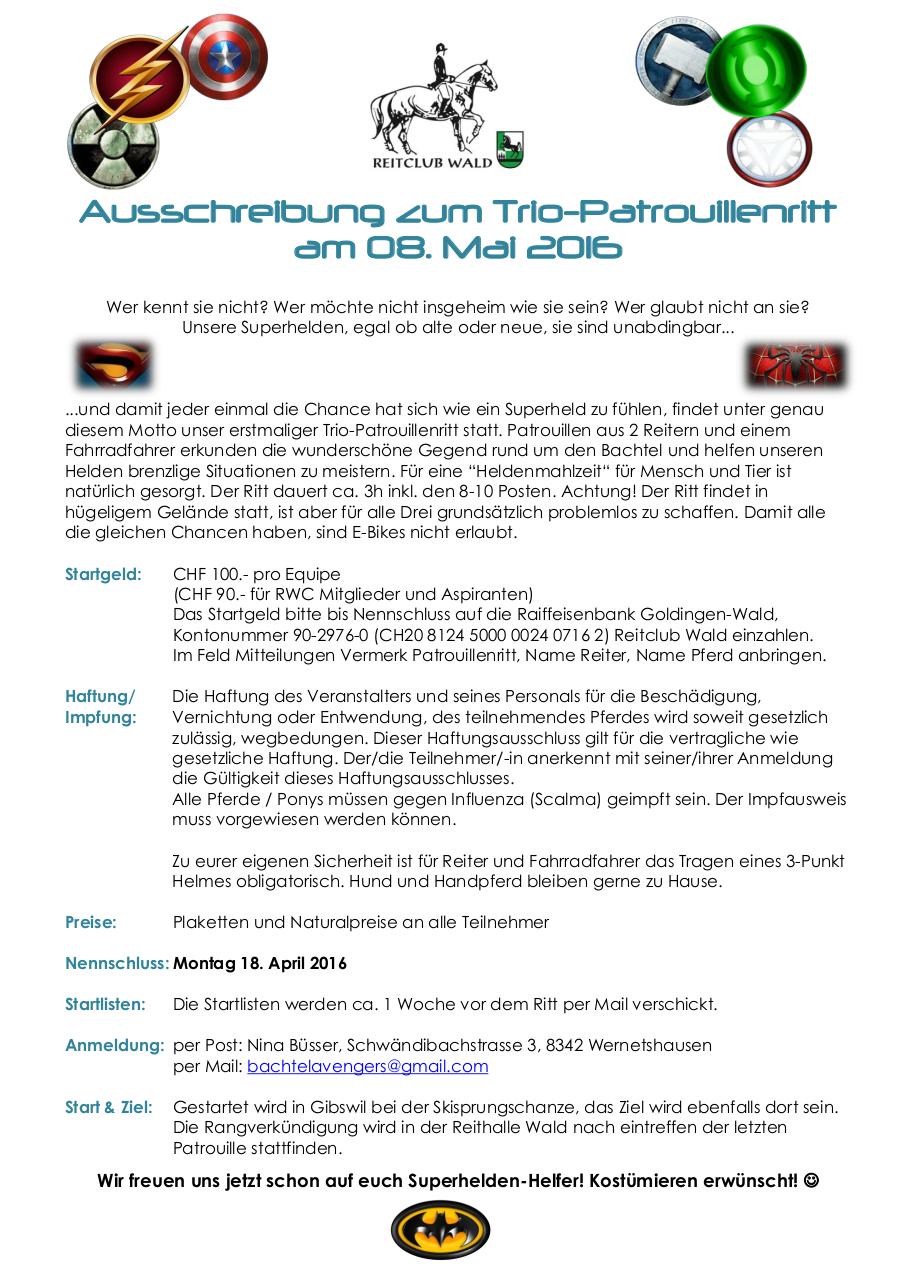 Document preview Ausschreibung Patrouillenritt Wald 2016.pdf - page 1/2