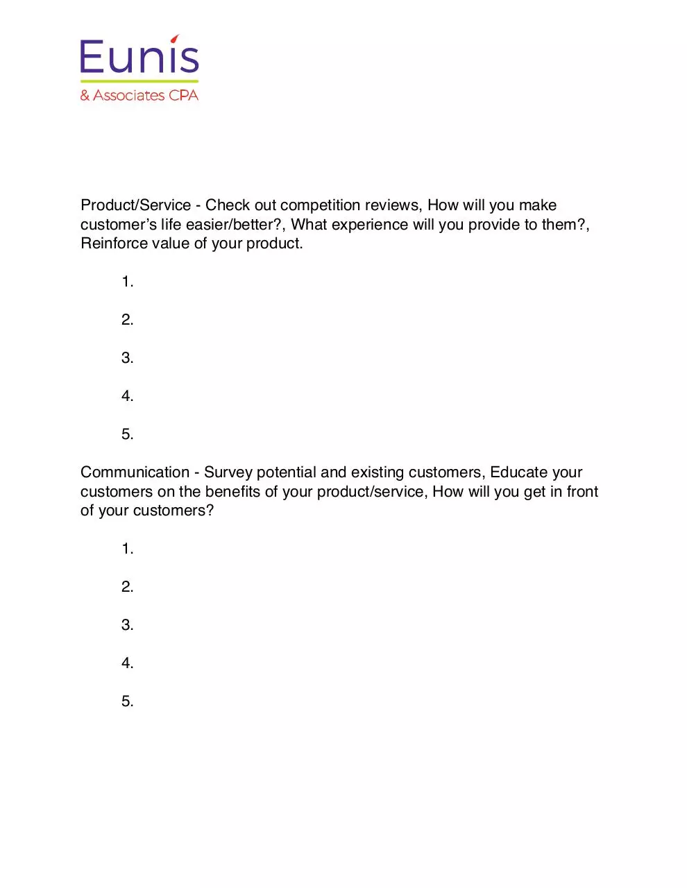Page 2 of 2, 30 Day KS Knowing Your Customers Eunis Logo