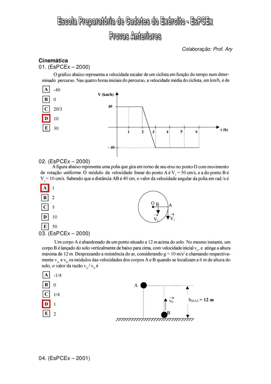Page 1 of 45, Física por Ãrea (EsPCEx)