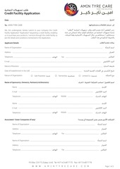 Page 1, Credit Application AMIN TYRE CARE