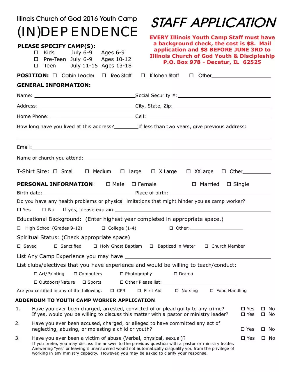 Page 1 of 2, 2016 Staff App