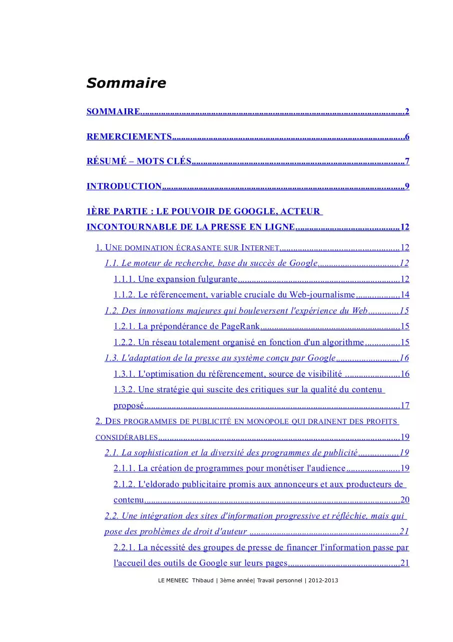 Page 2 of 79, Mémoire de troisième année