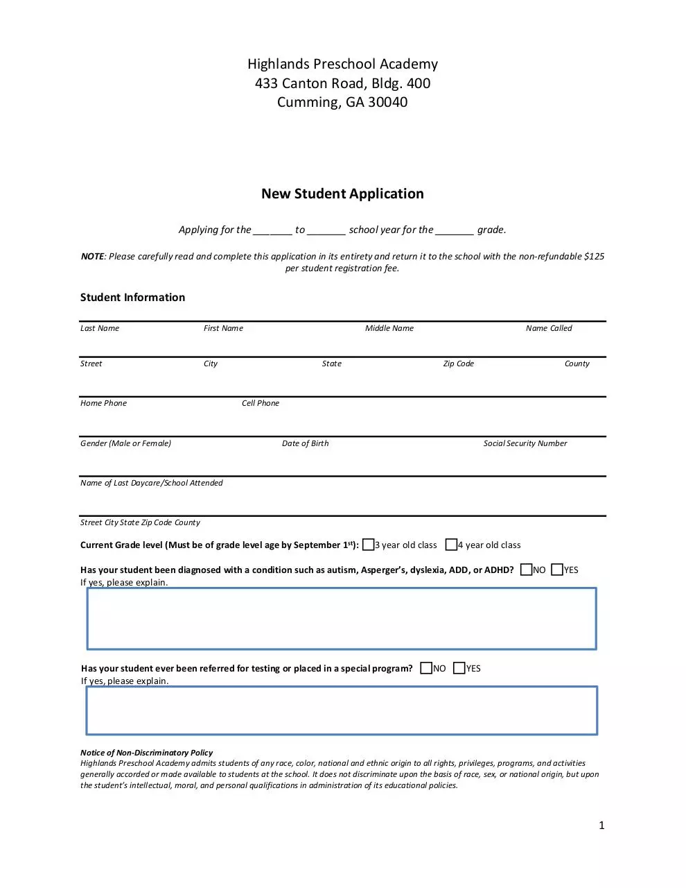 Page 1 of 8, HPA APPLICATION DIGITAL