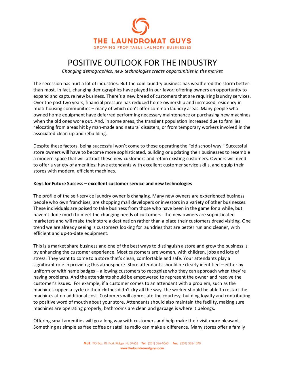 Document preview POSITIVE OUTLOOK FOR THE INDUSTRY.pdf - page 1/2