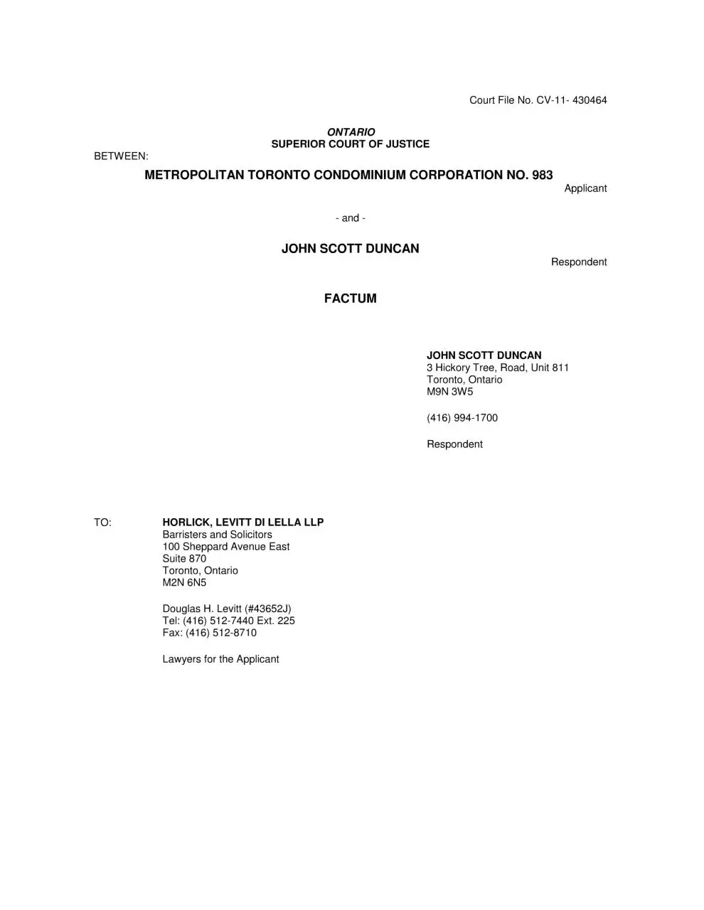Page 1 of 5, CV 11 430464