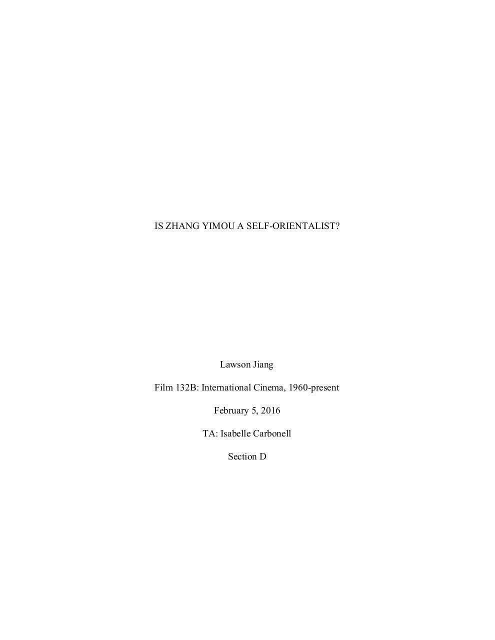 IS ZHANG YIMOU A SELFORIENTALIST.pdf - page 1/10