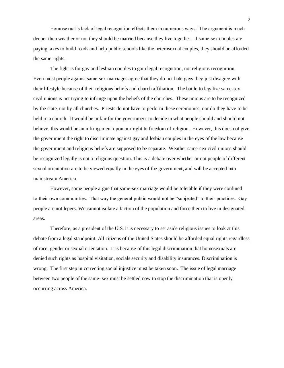 Page 2 of 2, gay marriages position