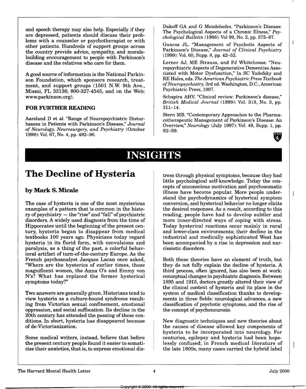 Page 1 of 3, The Decline of Hysteria