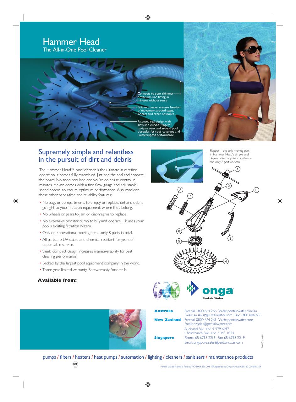 Document preview Onga Hammerhead Cleaner Brochure.pdf - page 2/2