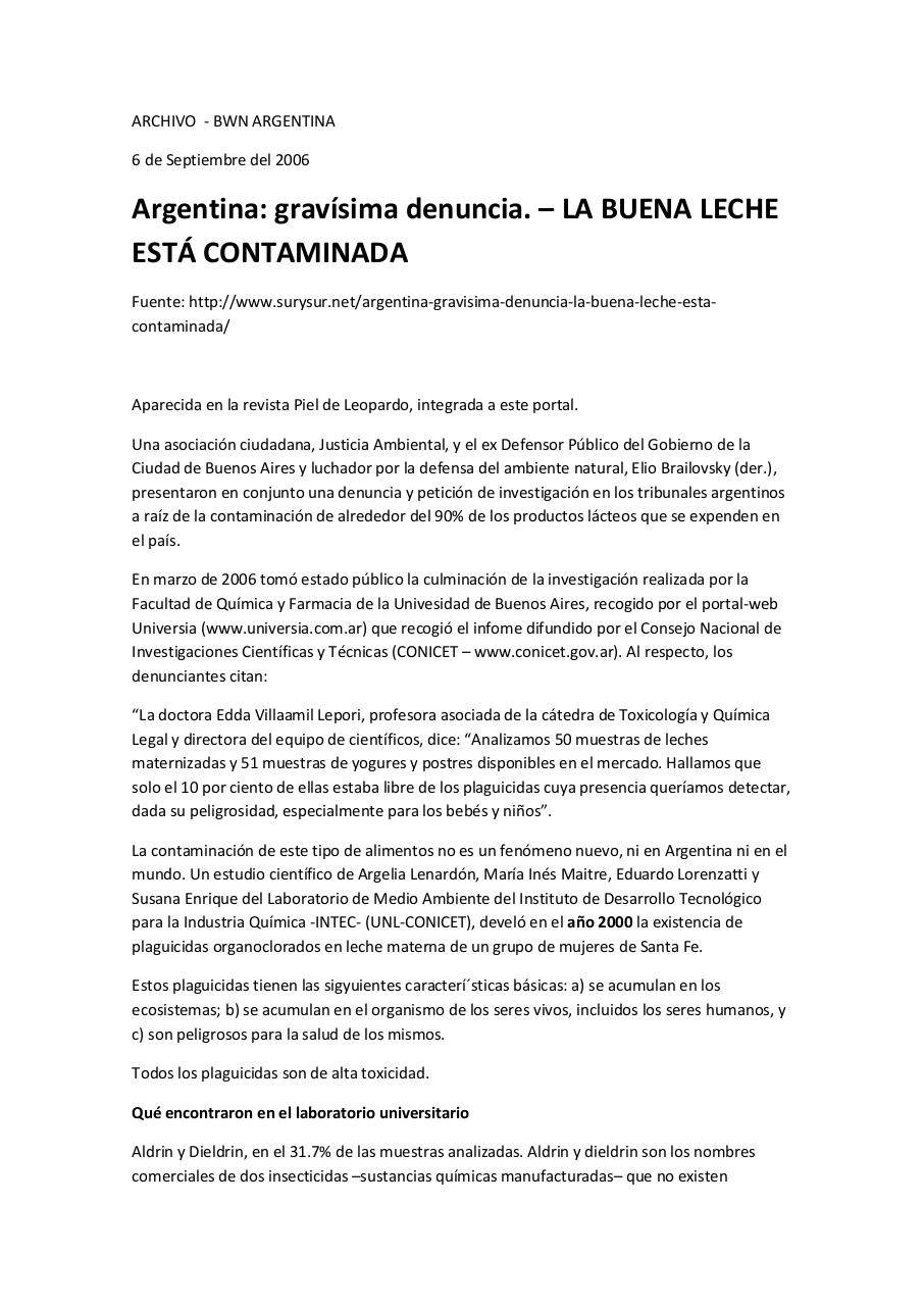 LA BUENA LECHE CONTAMINADA - LA SERENISIMA SANCOR ILOLAY.pdf - page 1/6