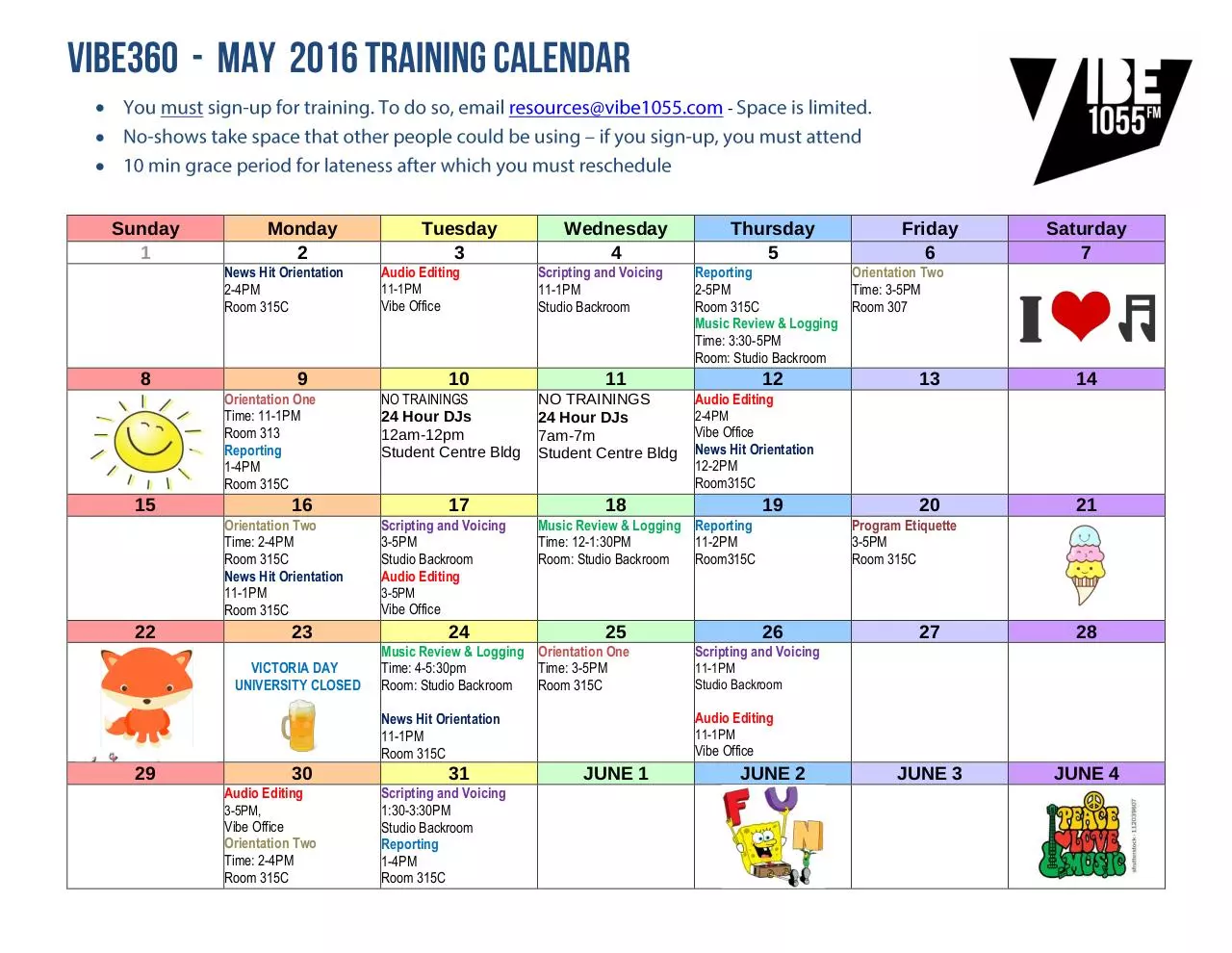 Document preview - MAY 2016 VIBE TRAINING CALENDAR.pdf - Page 1/1