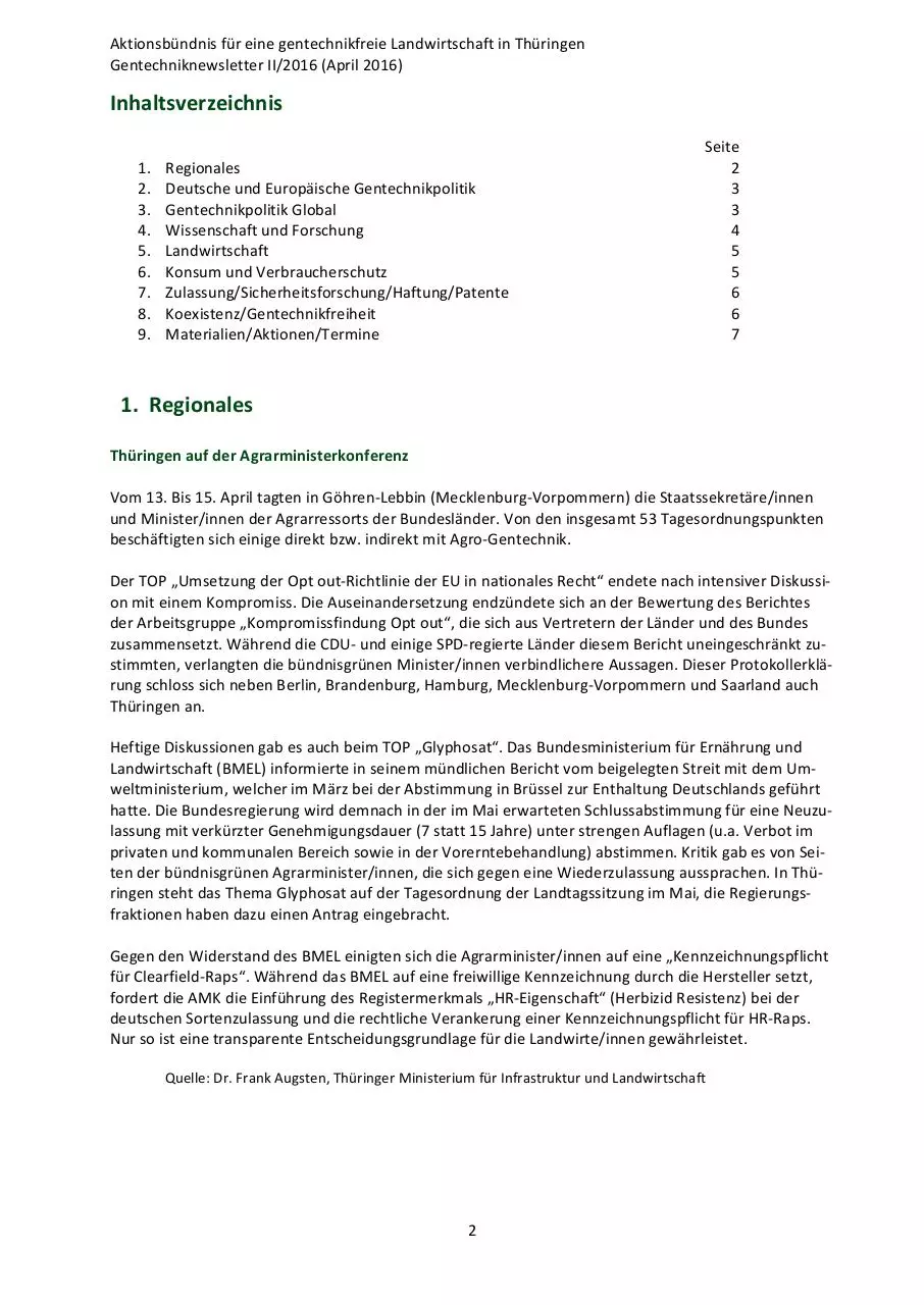 Page 2 of 7, Gentechnik Newsletter II 16