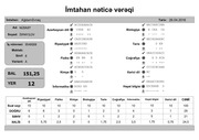 Page 1, mtahan nəticə vərəqi (8 ci siniflər)