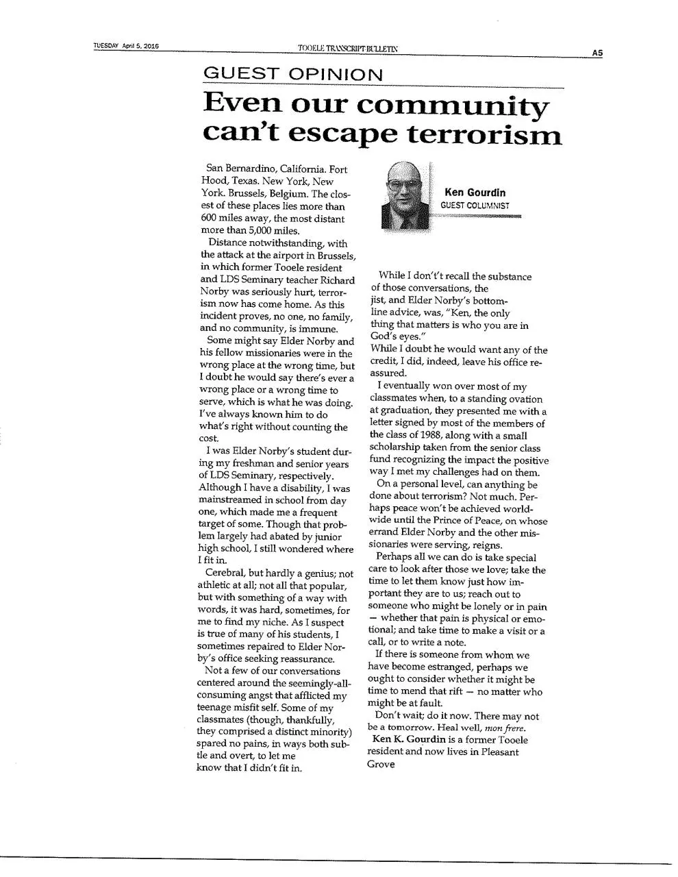 Page 1 of 1, Norby Terrorism Transcript Op Ed
