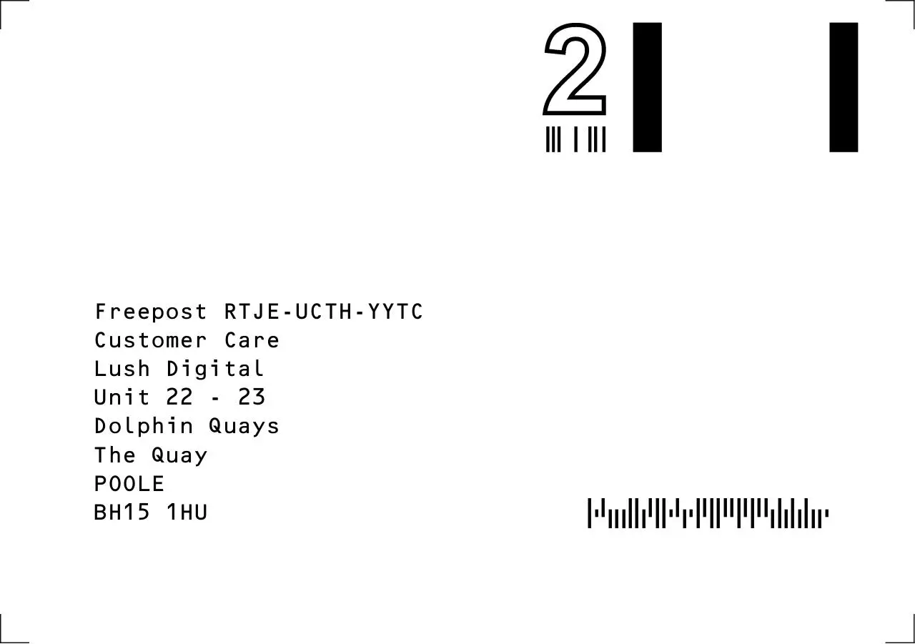 Page 1 of 1, LUSH Freepost Returns Label